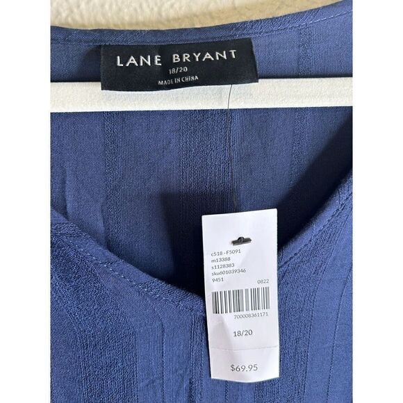 Lane Bryant Classic V-Neck Embroidered Lace Long Slv Shirt Navy Size 18/20 NWT! - Picture 4 of 4